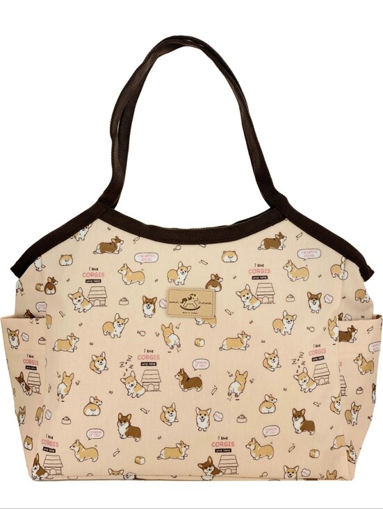 Uma Hana Handbags - Waterproof Corgi Puppy Trapeze Tote Shoulder Bag Cute Handmade Dog Pattern